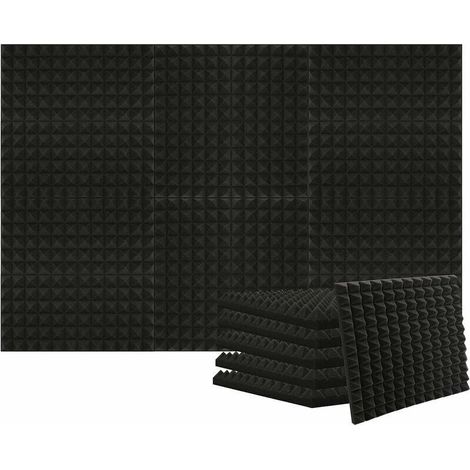 Akustikschaumplatten, 12 Stück, schallabsorbierende Platte, schwer entflammbar, für Podcasting, Aufnahmestudios, Büros, 30 x 30 x 5 cm, Schwarz