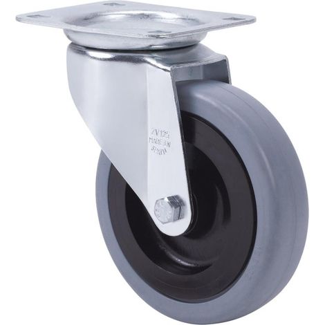 rueda giratora placa 10zvl80-pgan poliamix-goma gris eje liso (1/2)