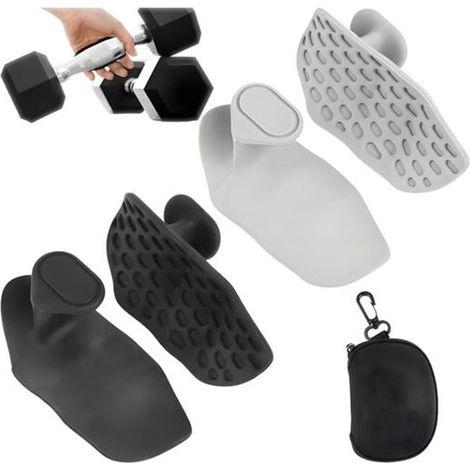2 paires de sangles d'haltérophilie, antidérapantes en silicone texturé, avec boîte de rangement, pour entraînement en salle ou cross-training (1/5)