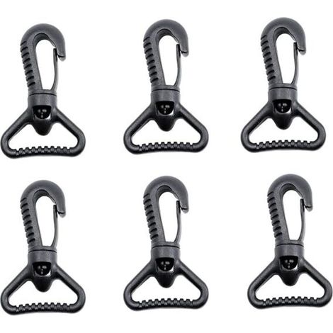 10 moschettoni in plastica, moschettone girevole in plastica per porte a spinta - moschettone girevole - gancio a scatto girevole - chiusura ad anello per cinghie, nero