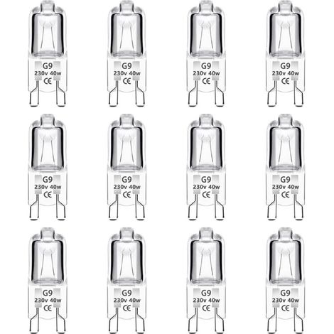 Lot de 12 Ampoule Halogène G9 40W 230V Dimmable 0-100%, 480LM, Blanc Chaud 2700K, G9 Bi-Pin Base Halogène Lampe, Sans Scintillement, pour Four, Lustres, Lampes de Paysage, Éclairage d'armoire (1/5)