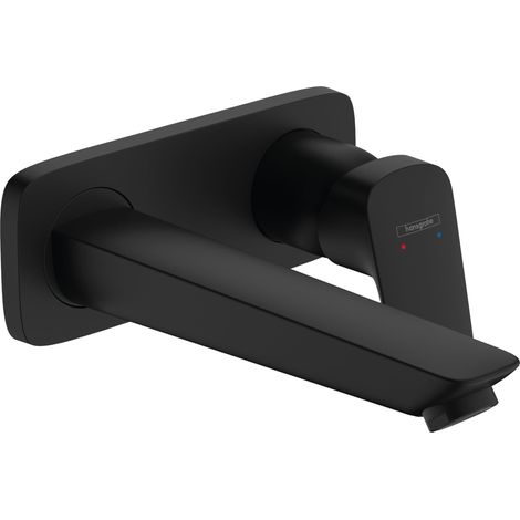 Mitigeur de lavabo avec garniture de vidage, Robinet de salle de bain avec hauteur sous bec 19,5 cm, économie d'eau, Noir mat (1/5)
