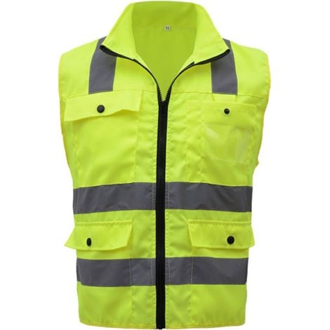 Gilet de sécurité réfléchissant haute visibilité SFVest, multipoches, vêtement de travail, sécurité, vêtements de travail, jour et nuit, moto, vélo, gilet de sécurité d'avertissement (1/5)