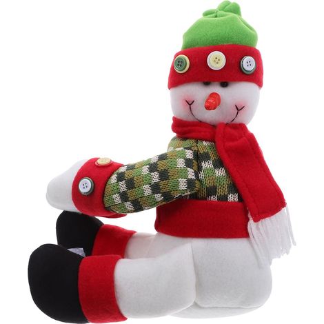 Décoration haut de sapin de Noël en peluche de bonhomme de neige, avec gnome amusant qui s'embrasse, ornement pour fixer rideaux pour fêtes de Noël (1/5)