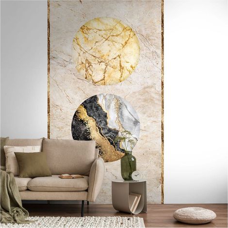 Photo wallpaper Profhome 398501 hot embossed non-woven wallpaper smooth in marble look matt beige gold black 1.59 m x 2.8 m (1/4)