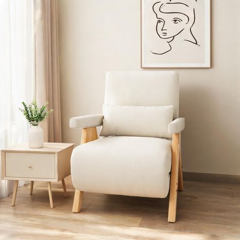 Fauteuil convertible 3-en-1 avec fonction lit tissu effet lin (1/5)
