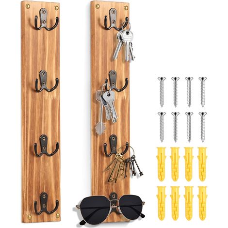 Juego de 2 ganchos de pared de madera: versátiles para llaves y accesorios de baño. (1/3)