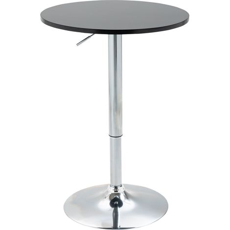 Mesa alta redonda regulable en altura negra Ø61 cm MDF y metal (1/5)