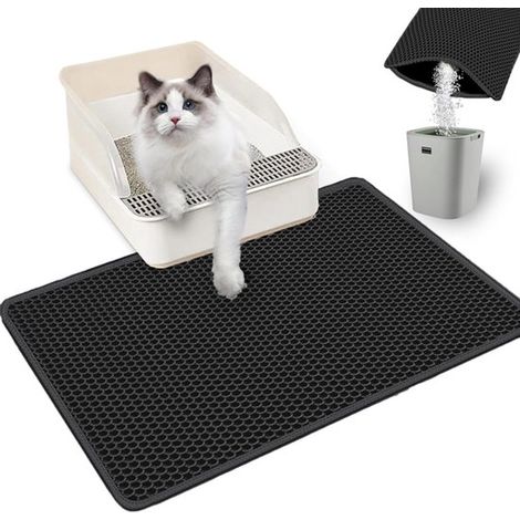 Alfombrilla para arena de gato, alfombrilla, alfombrilla para arena de gato, Alfombrilla impermeable de 45x60cm, EVA, Negra (1/5)