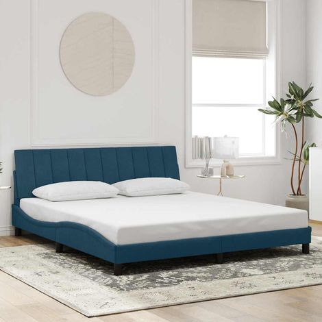 vidaXL Cadre de lit sans matelas Hanko bleu 180x200 cm velours (1/5)