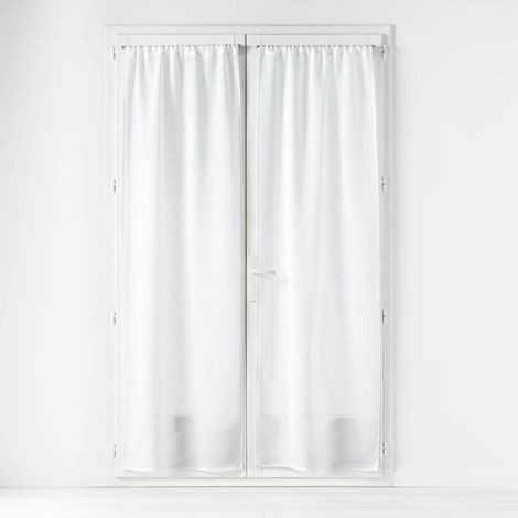 Paire de voilages passe-tringle 2 x 70 x 240 cm – Effet lin tissé HALTONA – Blanc (1/3)