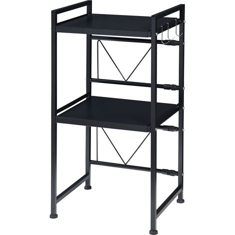 Scaffale dal design senza tempo per soggiorno/camera da letto mobiletto porta microonde con 2 ripiani regolabili nero 030011328