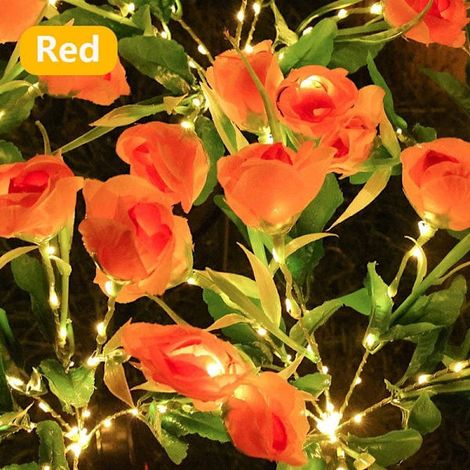 Lampe de jardin solaire violette - 7 têtes de fleurs en forme de larme, éclairage extérieur LED avec piquet et fleur artificielle rouge (1/5)