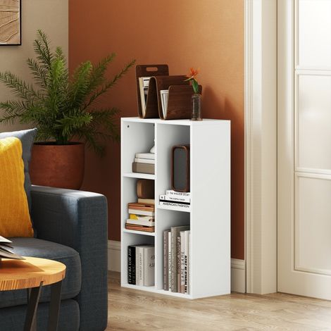 Étagère blanche à niveaux, meuble de rangement pour salon, chambre, livre et cuisine. (1/5)