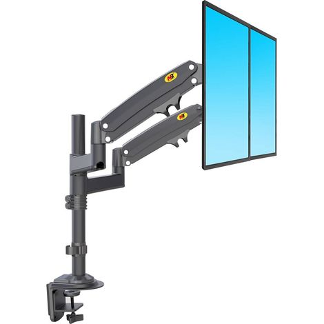 Support PC orientable pour deux écrans 22-32 pouces H180 – Poids max 12 kg par écran – Installation facile par pince-étau – North Bayou (1/5)
