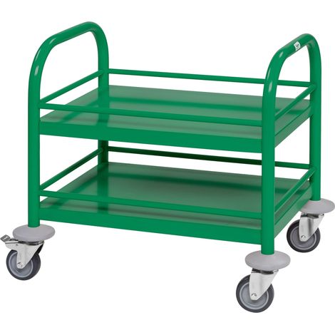 Kongamek Mini-Servierwagen 530x375x550mm 2 Etagen pulverbeschichtet in Grün mit Bremse (1/3)