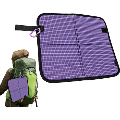 Coussin d'assise pliable hydrofuge avec mousqueton (35x31 cm, 9 mm) – Coussin d'extérieur ultraléger pour randonnée, camping et festivals (1/5)