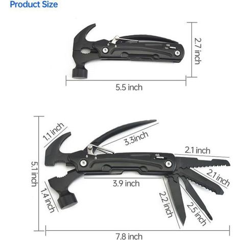Cadeau Homme 12 en 1 Outil Multifonction - Gadget Utile, Cadeau Anniversaire Papa Camping, Idée Noel Secret Santa (1/5)