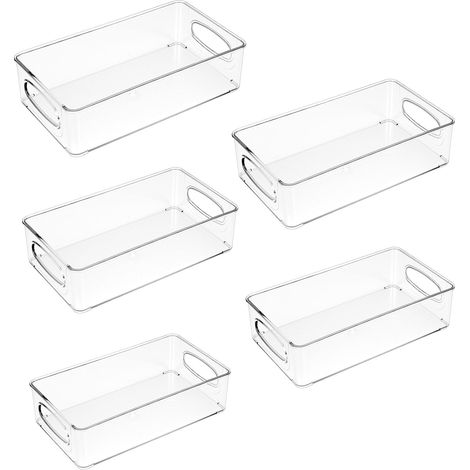Organisateur Frigo, Organisateur Réfrigérateur, Bacs de Rangement, boîtes de rangement empilables pour réfrigérateurs Armoires Garde-Manger Salle de Bain (1/5)