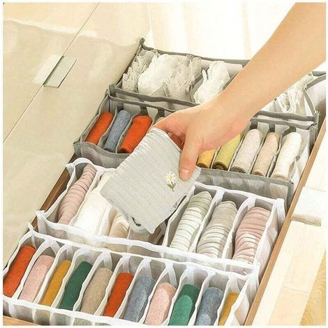 Lot de 3 organiseurs de tiroir pour sous-vêtements, rangement de soutien-gorge, de lingerie et de chaussettes, organisateur de placard pliable pour soutien-gorge, chaussettes, rangement de cravates (1/4)