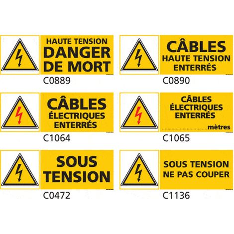 Panneau et Pictogramme de Signalisation danger électrique - C0890 - 210 x 75 mm