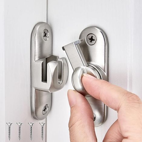 Verrou Porte Coulissante 90/180 Grad Inoxydable mit Vis für Chambre Bain Serrure Porte Intérieure Loquet Porte Crochet Porte Fenêtre Chambre Salle Fermeture (1/5)