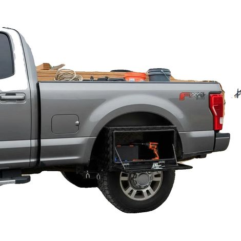 Coffre à outils pour camion, boîte de rangement en aluminium à montage inférieur, design étanche, vert armée (1/2)