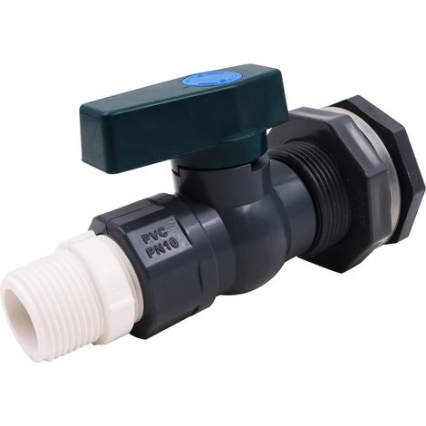 Kit de robinet de baril de pluie en PVC de 2,5 cm avec adaptateur de raccord traversant pour réservoirs d'eau, aquariums, baignoires, piscines (1/5)