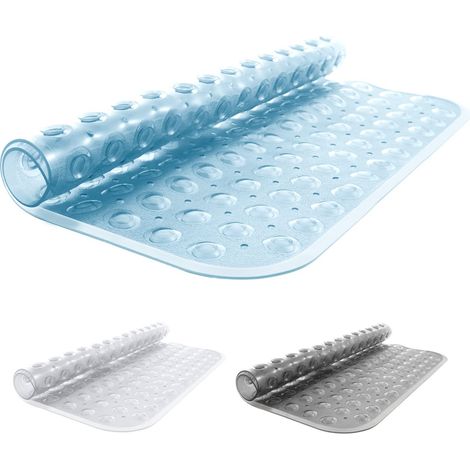 ANSIO® Tappetino da doccia antiscivolo antiscivolo antiscivolo tappetino doccia in gomma con fori di scarico e ventose, lavabile in lavatrice (54 x 54 cm, blu trasparente) (1/5)