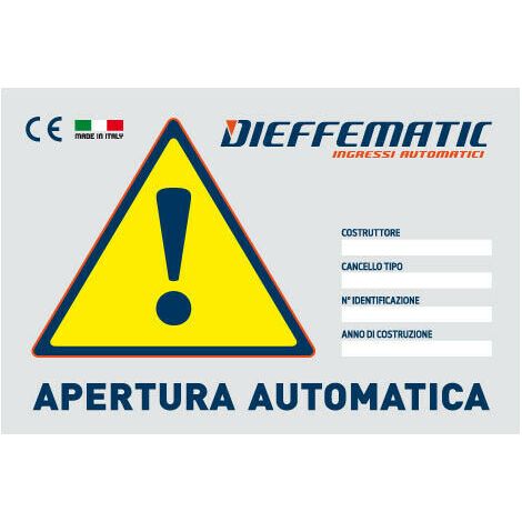 Cartello Monitore Segnalazione Cancello Porta Basculante Automazione Dfm