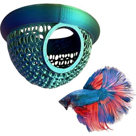 Cachette flottante pour aquarium Betta Hamac - Accessoires pour aquarium Betta - Crevettes - Tunnel flottant unique - Décoration Nano - Accessoires d'aquarium pour repos de race (bleu) (1/3)