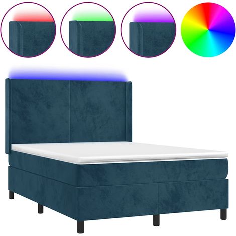 Maison Exclusive - Letto a Molle con Materasso e LED Blu Scuro 140x200 cm (1/5)