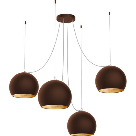 LUMICOM  JOE Sospensione, 4X E27, max 42W, metallo, corten/foglia oro, D.25cm