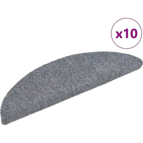 Tapis d'escalier auto-adhésifs, lot de 10, gris clair, 56 x 17 x 3 cm (1/5)