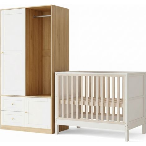 Cuna evolutiva con armario infantil corredero 120 x 60 cm madera y MDF HOMVRA (1/5)