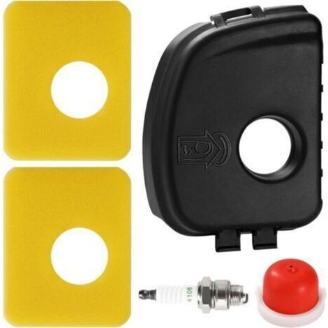 Juego de 5 piezas para filtro de aire de cortacéspedes, compatible con la tapa del filtro de aire 595660, el filtro de aire de espuma 799579, el cebador 594281 y la bujía 4106. (1/5)