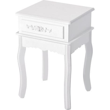 HOMCOM Comodino Tavolino Moderno con Cassetto Mobiletto Multiuso in Legno Bianco (1/5)