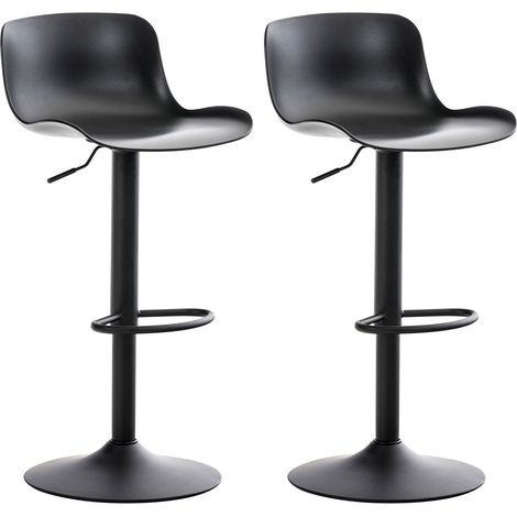 Juego de 2 taburetes de bar de diseño contemporáneo regulables en altura en plástico negro pies de trompeta negros 100000318
