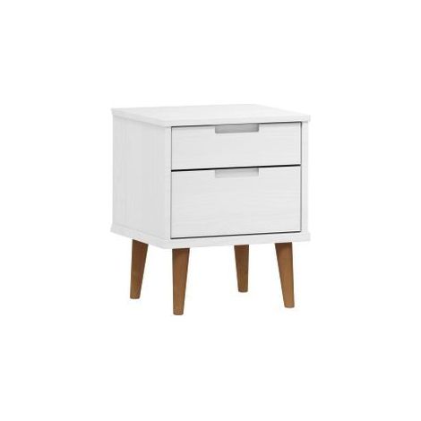 Table de chevet MOLDE Blanc 40x35x48 Bois de pin massif (1/5)