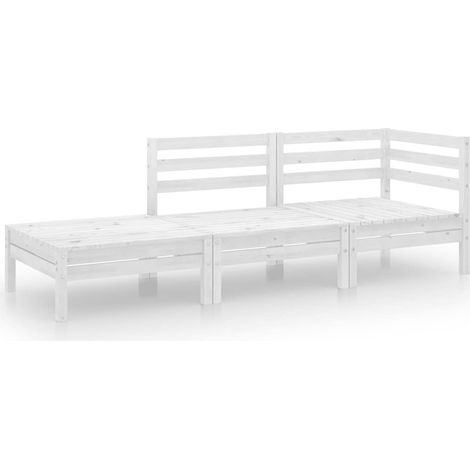 Set Divani da Giardino 3 pz Salotto da Giardino Bianco in Legno Massello di Pino (1/5)
