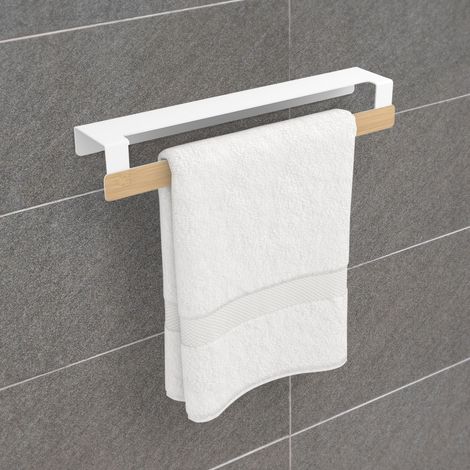 Toallero de baño Adhesivo fabricado en acero y acabado blanco mate Peso máx.: 1,5kg Medidas 44x6x8,4cm Incluye adhesivo extra fuerte y tornillos para elijas como fijarlo a la pared - (1/5)