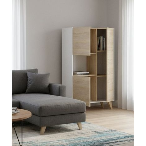 Credenza - 4 Ripiani 3 Ante, Marrone Rovere, -, 81x43x135h cm Curitiba
