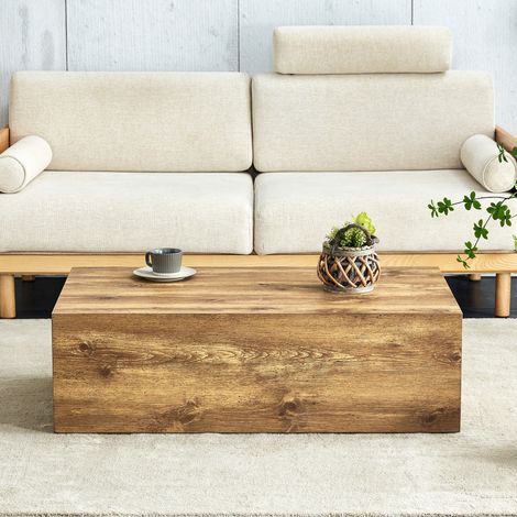 Table basse rectangulaire 90x50x30 cm bois MDF style luxe moderne antidérapante sans montage (1/5)