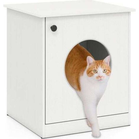 Cat Litter Box Enclosure for Living Room Bedroom-White (1/5)