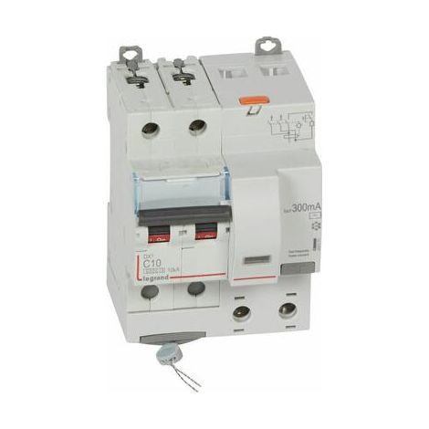 Disjoncteur différentiel monobloc DX³6000 10kA arrivée haute et départ bas à vis 2P 230V à 400V - 10A - 411171