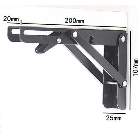 Support mural noir pour étagère, partie porteuse pliable
