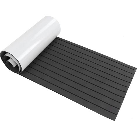 Tapis de sol antidérapant en mousse EVA pour bateau, yacht ou camping-car, 240 x 60 cm, auto-adhésif (gris foncé/noir) (1/5)