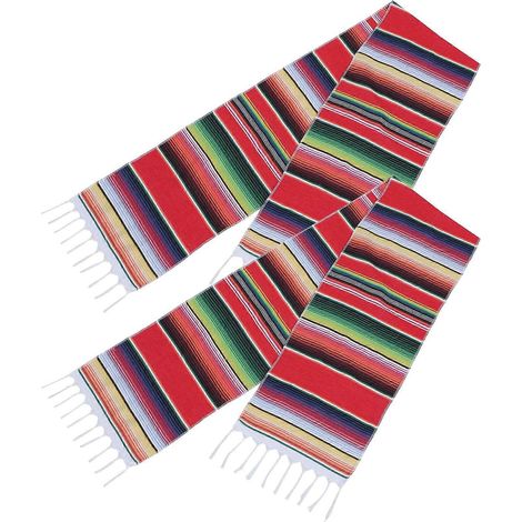 Lot de 2 14 x 84 pouce Mexican Decorations Fringe coton cou ure rouge (1/5)
