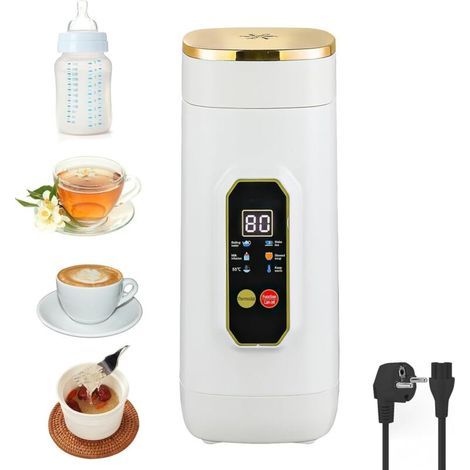 Bouilloire de Voyage Petite, 450ml Mini Bouilloire avec 6 Réglages de Température Indicateur de Température LED en Temps Réel Bouilloire Électrique Portable pour Thé, Lait Infantile, Café, Camping (1/4)