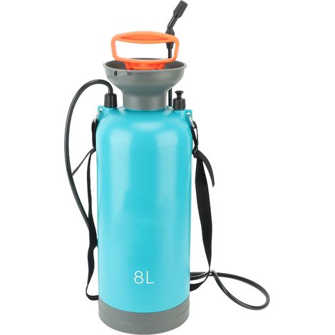 Tragbares und robustes Drucksprühgerät für Rasen und Garten, großes Fassungsvermögen, 8 l, blau. (1/5)